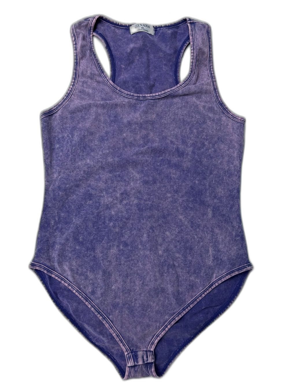 Zenana Outfitters Purple Mineral-Wash Racerback Bodysuit Size XL